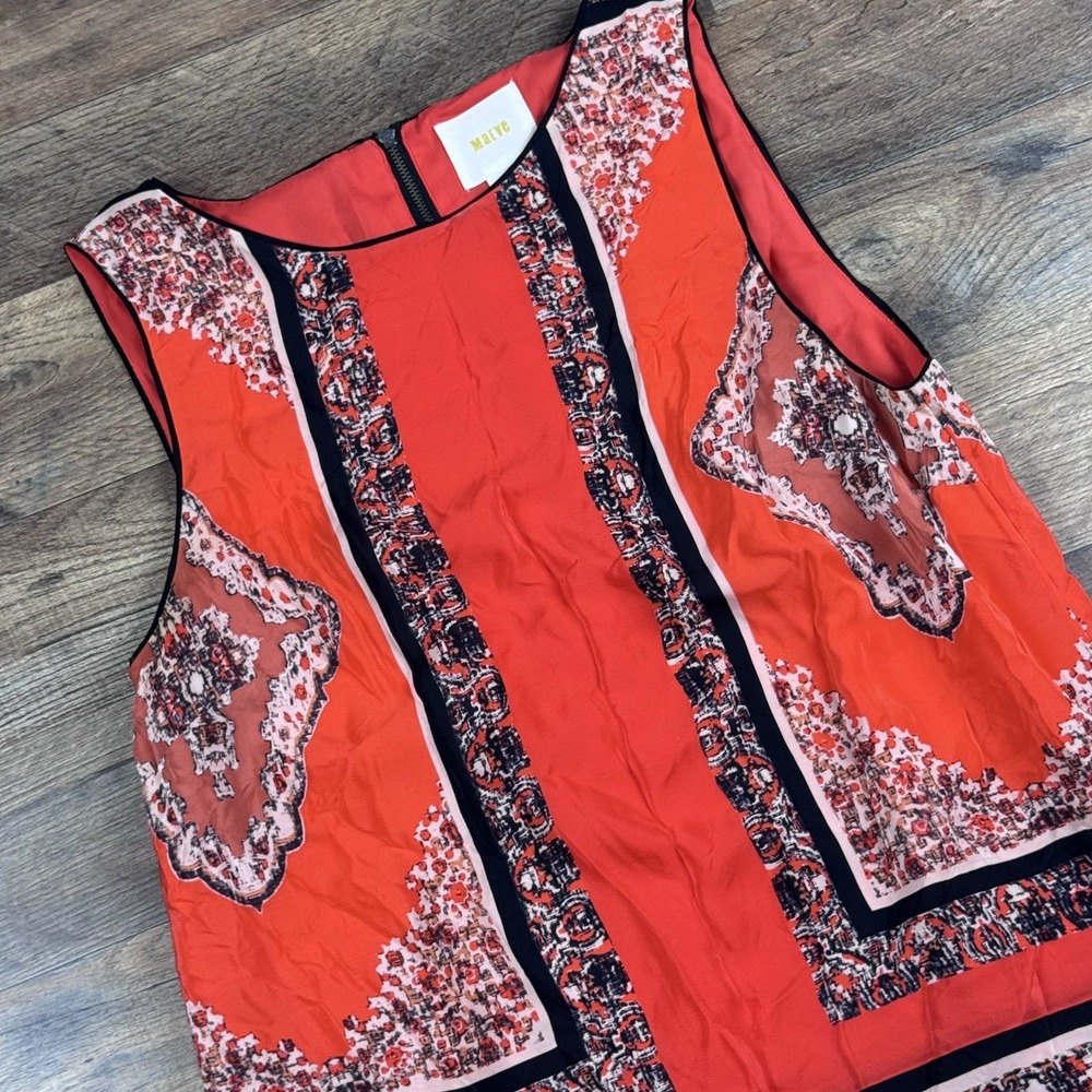 Anthropologie MAEVE Womens Silk CANNA Scarf Print SHIFT DRESS size 4